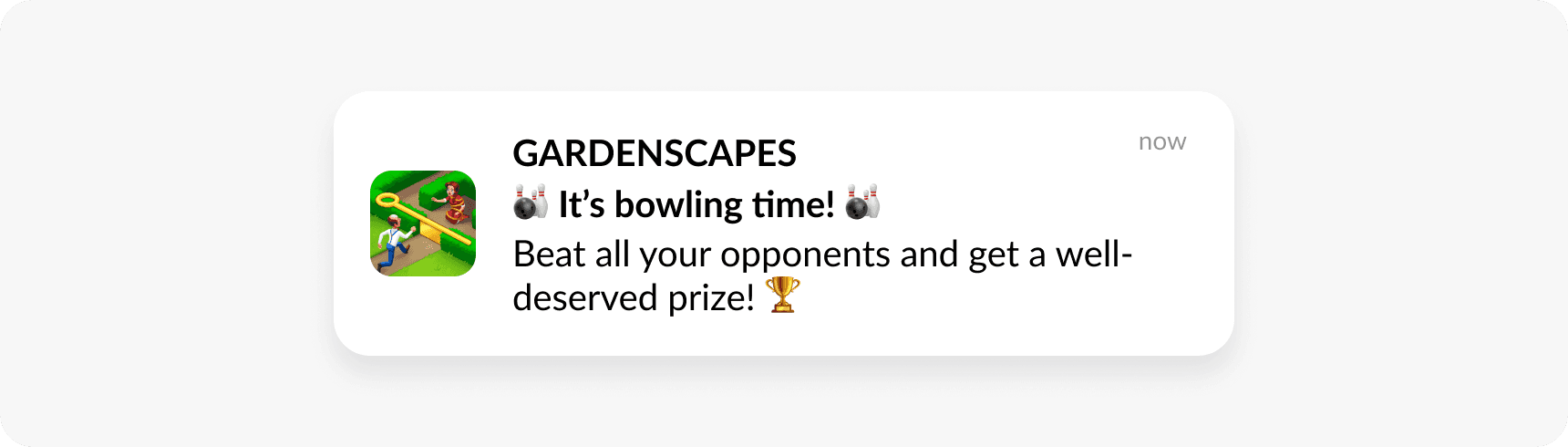 Gardenscapes - Push notification targeted at competitive players
